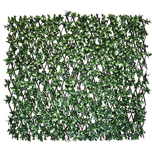 Expandable Fence Privacy Screen for Balcony Patio Outdoor,Decorative Faux Ivy Fencing Panel,Artificial Hedges (Single Sided Leaves)…7 - color: Deep Green