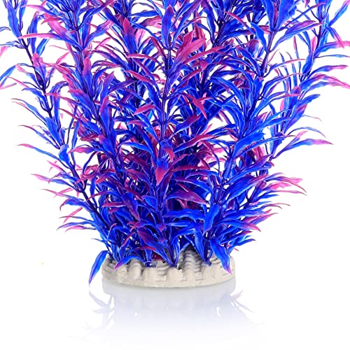 JIHAQUA Aquarium Decor Plastic Plants Extra Large 21 Inches Artificial Fish Tank Plants Tall Fish Tank Decorations (Purple 2pcs) - color: Purple 2pcs
