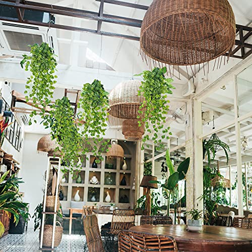 Uieke 2Pcs 3.1ft Artificial Hanging Plants Fake Plants Artificial Ivy Garland Vine Hanging Garland Faux Greenery for Outside Home Room Wall Pot Planter Indoor Outdoor Décor - color: Watermelon