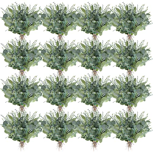 Tigeen 150 Pcs Artificial Eucalyptus Stems, 2 Styles Faux Greenery Leaves with Silver Dollar and Small Leaf Sprays for Wedding Bouquet DIY Floral Arrangements, Centerpieces, Home Decor (Green)