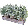 Winlyn 3 Pack Potted Plants Artificial Eucalyptus Boxwood Fern Greenery in Pots with Wood Planter Box for Farmhouse Cabinets Bath Table Bathrooms Mantle