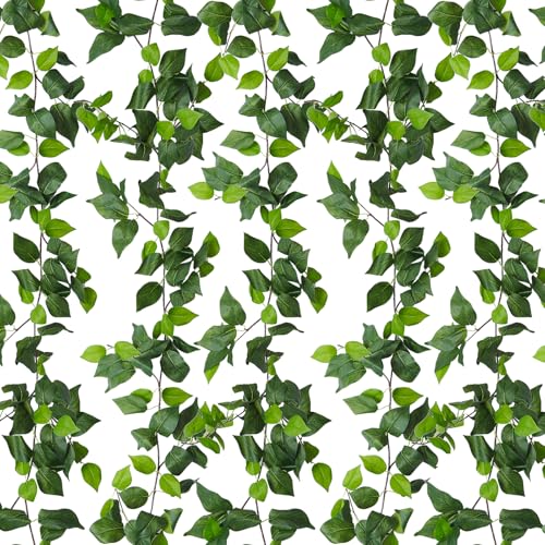 RECUTMS 6 Strands Artificial Vines Ivy Garland Fake Vine with Silk Green Leaves Hanging Plants Greenery Artificial Garland for Spring Summer Home Wall Bedroom Graduation Wedding Party Room Decor - color: Green-lvluo6pcs
