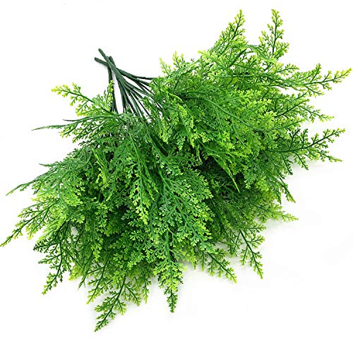 PASYOU Artificial Ferns Plants for Decoration, Fake Plastic Plant Greenery Grass Faux Fern Leaves Shrubs Stems for Outdoor Indoor Home Garden Party Office Wedding Christmas DIY Decor - 8 Pack - color: Fern Grass/ 8 Pcs