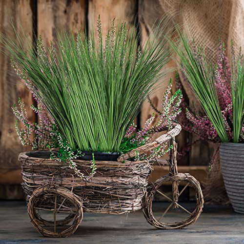 Tigeen 18 Pcs 33 Inch Faux Grasses for Outdoor Planters, UV Resistant Fake Tall Grass, Artificial Grass Plants for Outdoor Decor, Artificial Greenery Stems Weed for Room Home Summer Vase Decor (Green)