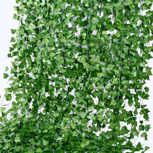 50 Pack 375 Feet Fake Vines for Room Decor Artificial lvy Greenery Garland Vine Leaves, Leaf Plants Flowers Foliage for Bedroom,Garden Wall.Decor Indoor Outdoor - size: 375FT 50PCS Vines