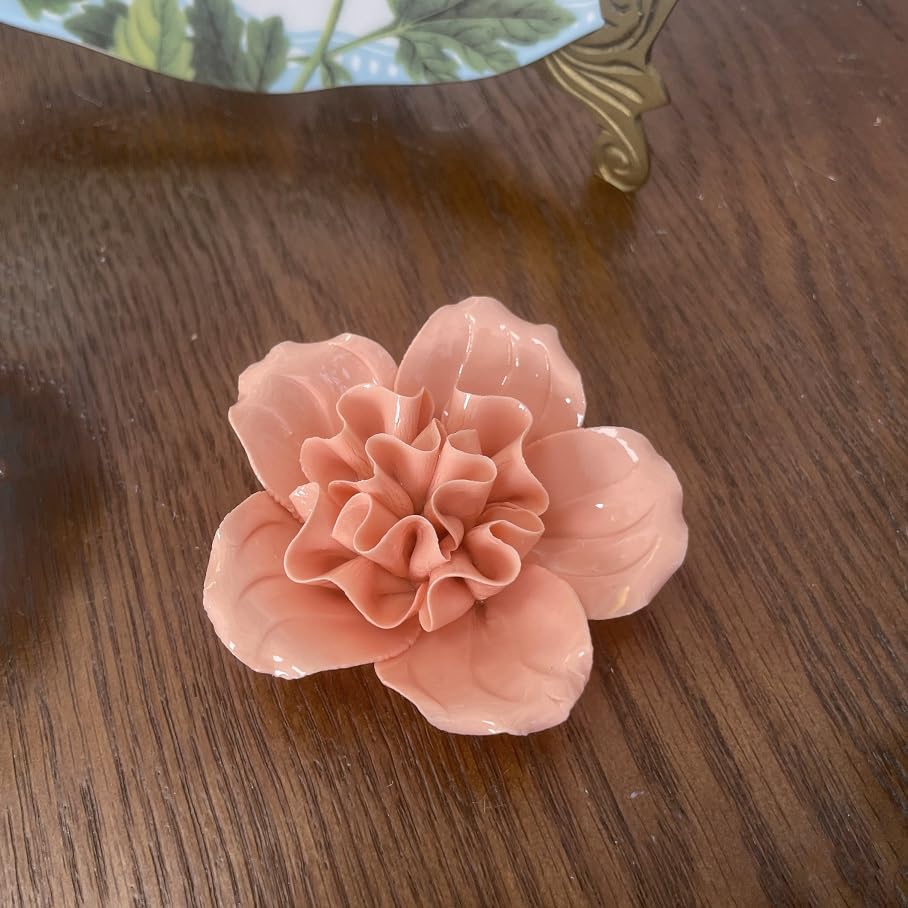Ceramic Flower Wall Art, Artificial Flower Wall Sculpture，Handcrafted 3D Hanging Porcelain Flowers ,3D Wall Hanging Decor ,Porcelain Flower Wall Décor for Home，Hallway，Kitchen，Office (Orange，Rhododendron, 2.76") - color: Orange，Rhododendron, size: 2.76"