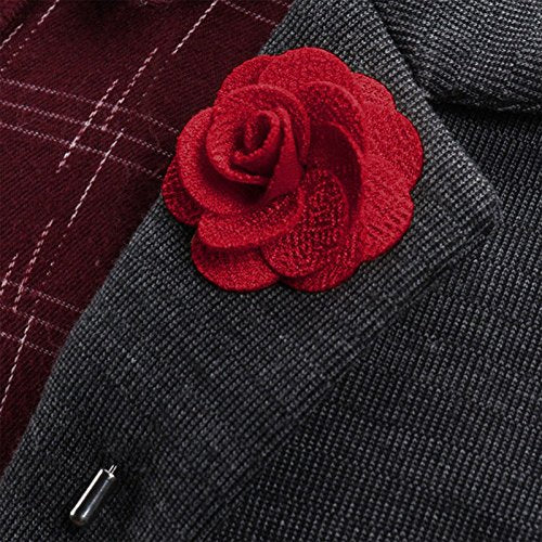 Flairs New York Gentleman's Essentials Premium Handmade Flower Lapel Pin Boutonniere - color: Bordeaux Wine [Begonia]