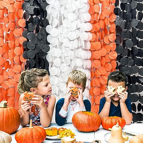 192 Ft Orange Black White Party Decorations Polka Dots Garland Streamer Backdrop for Halloween Fall Autumn Graduation Birthday Baby Shower Wedding Engagement Bachelorette Bridal Shower Party Supplies - color: Black Orange White