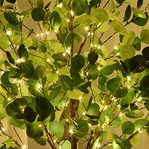 Lighted Eucalyptus Tree 5FT 162 LED Artificial Tree for Decor Inside and Outside Home Patio Wedding Festival Christmas Decoration Warm White - size: 5ft