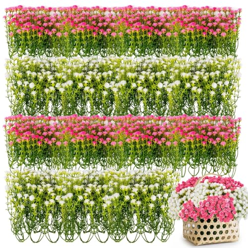 RAINFLOW Babys Breath Artificial Flowers Bulk - 100PCS Mini Flowers for Decoration Scrapbook Supplies Flower Garland Wedding Decorations for Reception Bouquet Accessories Home Decor(White Pink) - color: Pink White, size: 100 PCS