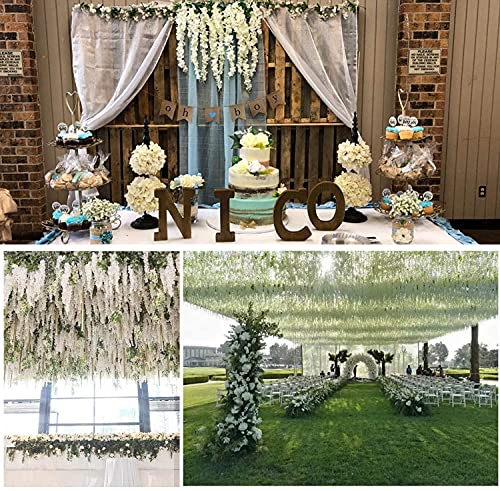 Artificial Wisteria Hanging Flowers Fake Wisteria Flower Garland Silk Vines Rattan Decor for Home Wedding Arch Wall Garden Greenery Bedroom Outdoor Office Party Decoration (36, White) - color: White