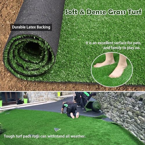 Heyroll Artificial Grass 4X6ft, 0.4" Height Fake Grass Turf Mat, Patio Balcony Lawn, Astro Turf Rug Dogs Pet, Indoor Outdoor Garden Synthetic Grass Carpet, Rubber Backed, Drainage Holes,Customized - size: 4ft X 6ft