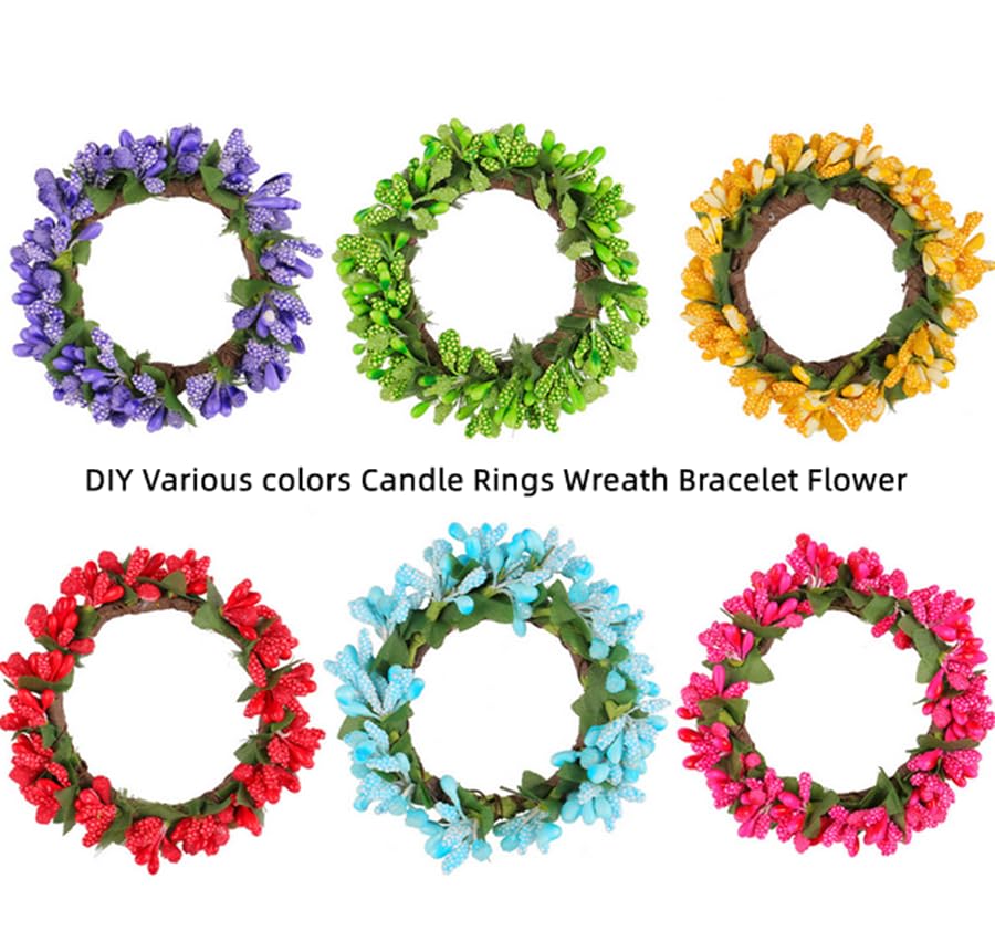 Rikyo Artificial Mini Flower Stamen Pistil, Red, 144pcs | Soft Stem, 20mm Tiny Berry for Make Bridal Hair Clips,Cake Top,Wrist Corsage Boutonniere,Candle Rings Wreath Bracelet Flower - color: Red
