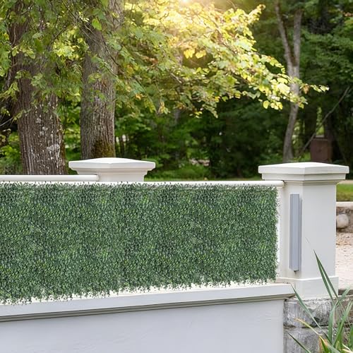Artificial Grass Wall 10"x 10"(8Pcs) 3-Layer Leaf Boxwood Hedge Panels, UV-Anti Faux Greenery Wall Green Grass Wall Backdrop Decoration for Indoor Outdoor Decor Covering Privacy, 5.6 SQ FT - size: 10x10Inch 8Pcs