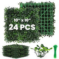 Grass Wall 24 Pack 10"x10" Artificial Boxwood Hedge Wall Panels, Privacy Hedge Screen Faux Boxwood for Outdoor,Indoor,Garden,Fence,Backyard,Greenery Walls - size: 10"X10" 24P