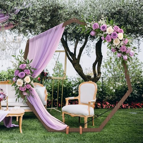 7FT Wooden Wedding Arch Heptagonal Wood Arches Arbor Backdrop Stand for Ceremony Indoor Outdoor Wedding Party Proposal Scene Garden Beach Forest Rustic Boho Decoration - color: Heptagonal