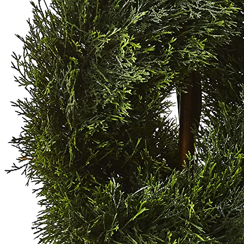 Nearly Natural Double Pond Cypress 4 ft. H Spiral Topiary UV Resistant with 1036 Leaves (Indoor/Outdoor) - size: 10 in x 48 in x 10 in