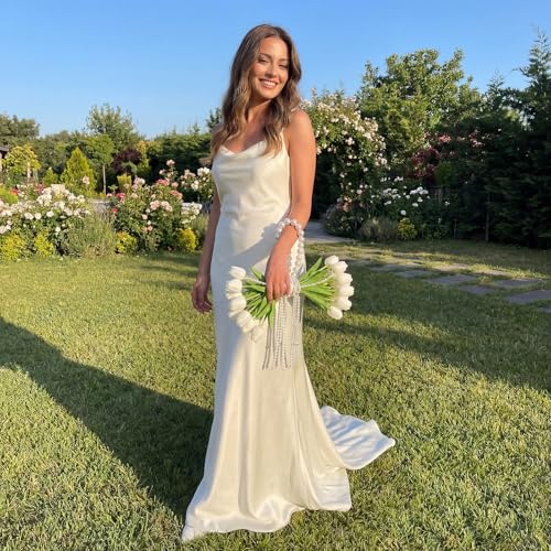 Suncalla 20 Pcs White Tulip Artificial Flowers DIY Wedding Bouquet for Bride Wedding Table Centerpieces Decorations Graduation Flower with Ribbon and Pearl for Floral Arrangement DIY Craft Bridal - color: White, style: Tulip