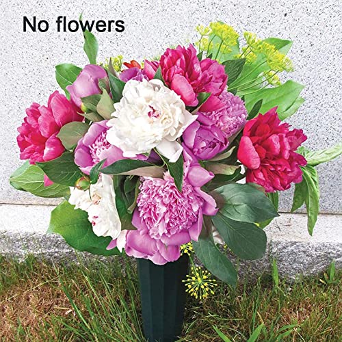 Kakalote 2pcs Cemetery Vase with a Stake and Foam Inserts, Plant Flowers Holder for Keeping Bouquets in Place, Elegant Grave Decorations for Cemetery(Flower Holder)