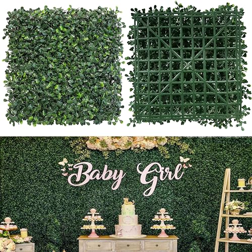 NETAP Grass Wall Panels, 10"x 10"(12pcs) 4-Layer Artificial Boxwood Faux Green Wall for Interior, Garden Party Wedding Backdrop, Indoor Outdoor Plant Wall Decor - size: 10x10 pack of 12