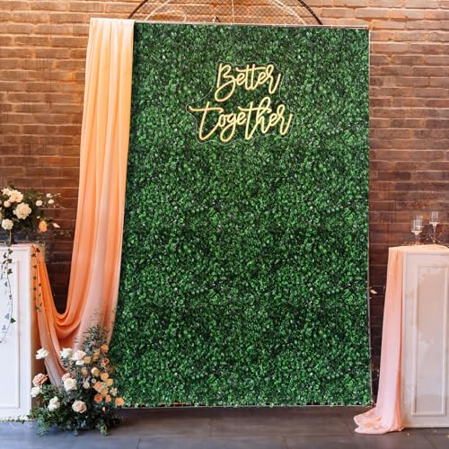 18 Pcs 24"x16" Artificial Grass Wall Panel, Neon Sign 16.5" x 12.2" with Dimmable Switch for Indoor Outdoor Patio Balcony Greenery Garden Privacy Fence Party Wedding Birthday Decor(Better Together) - style: Better Together