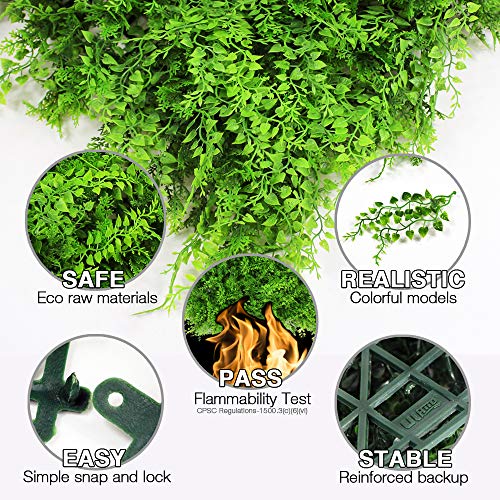 Artificial Grass Wall Panels, 12pcs 20"x20" Plant Wall Mats for Greenery Backdrop, 3 sqms Outdoor Green Hedges for Privacy Screening Fence Covering - color: A038