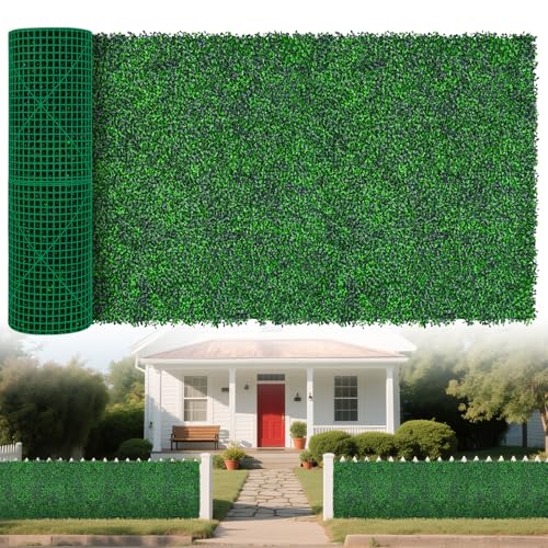 Yangrass Artificial Greenery Wall Roll,40"x 120"(33.33 sq.ft) UV-Anti Faux Boxwood Roll Panels Greenery Backdrop, Vine Leaf Fence Panels for Garden Fence Covering Privacy, Outdoor Indoor Home Decor - size: 40x120 IN