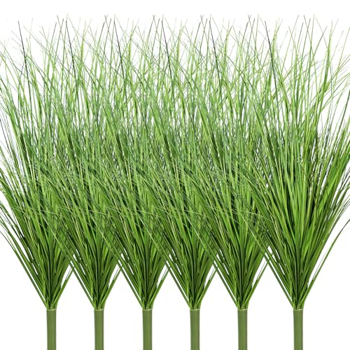 Melorca&Guilla Artificial Plants 6PCS 25.5“ Fake Tall Onion Grass,Faux Grass Plant,Artificial Greenery Shrubs Bushes for Garden Porch Window Box Shop Office Home Décor - color: Large Onion Grass
