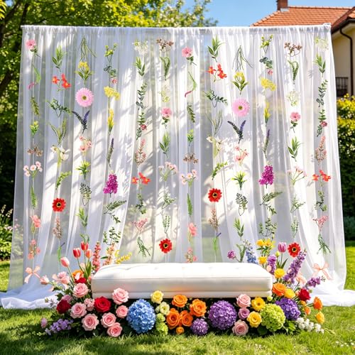 Livole 12Pcs 72Ft Hanging Flower Garland with Bow Wildflower Garlands Backdrop Silk Rose Fake Floral Vines with Hooks for Spring Party Wedding Birthday Anniversary Arch Wall Garden Decor - color: Wildflowers, size: 12Pcs