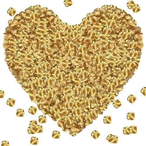 Pyrrhiax 1000Pieces Rose Petals, Artificial Flower Petals Fake Rose Petals for Romantic Night,Wedding,Proposal Anniversary Flower Decorations(Gold Color) - color: Gold Color, size: 1000pcs