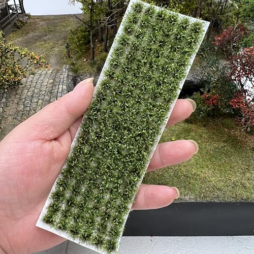 120 Pcs 8-Color Miniature Tea Garden Grass Tufts - Static Artificial Grass Plants for Diorama, Model Railway, Train Scene Decoration, Ages 14+ (0.8cm)(Summer Green) - color: Summer Green