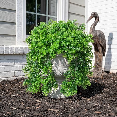 Faux Outdoor Plants Fake Hanging Plants for Outdoors Outside Decorations, 2 Pcs Green Faux Eucalyptus Hanging Vine Realistic UV Resistant Artificial Greenery for Planters Porch Garden Yard Patio - color: Eucalyptus Vine - Green