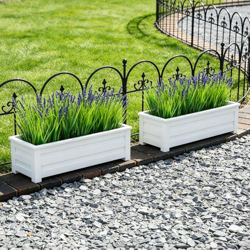 Outdoor Faux Plants, 12 Pcs Fake Plant UV Resistant Monkey Grass Lavender Flowers, Artificial Greenery Shrubs Bush for Outside Planter Patio Garden Front Porch Door Yard Spring Summer Decor, Purple - color: Purple