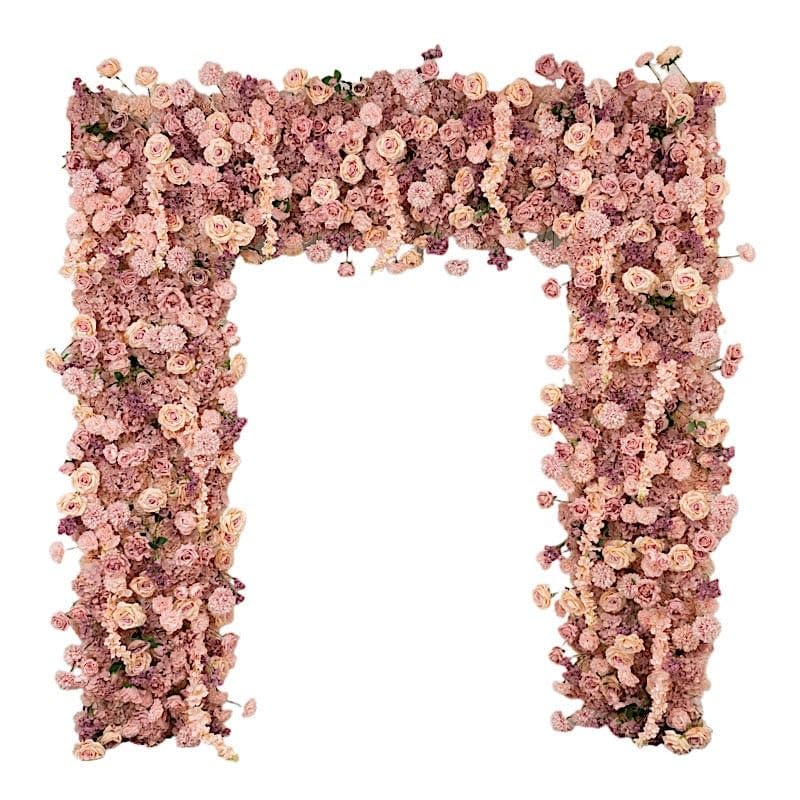 8x8 feet Dusty Rose Roll Up Silk Artificial Flower Backdrop for Arch Stand Photo Background Wedding Reception Party Event Decorations Supplies