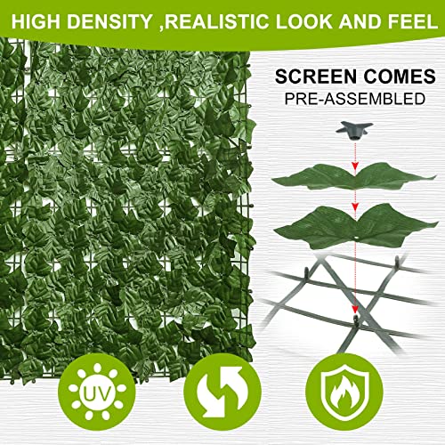Funtery 3 Pieces Balcony Privacy Screen 39.4 x 118 Inch Outdoor Artificial Ivy Privacy Fence Artificial Hedges Fence and Faux Ivy Vine Leaf Decoration for Outdoor Garden Patio Balcony Decor