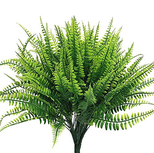 Fake Plants Artificial Shrubs, Plastic Greenery Grass Bushes Foliage Home Garden Christmas Decorations Office Kitchen Room House Outdoor Indoor Wedding DIY Decor Decoration Planter Filler - 6 Pack - color: Boston Grass/ 6 Pack