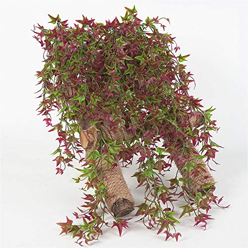 Artificial Hanging Vine, Sweet Potato Leaves Plastic Plants Greenery Faux Ivy Garland Fake Plant UV Resistant for Indoor Outdoor Garden Door Wall Baskets Wedding Party Table Decoration Red 2 Pcs - color: Sweet Potato Vine-red-2 Pcs