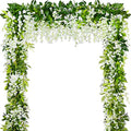 Wisteria Garland 5pack 33Ft Artificial Fake Wisteria Vine Hanging Flowers Fake Vines Plants - color: Milky White