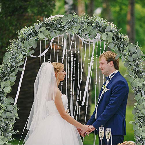 Winlyn 5.9' Long Faux Silver Dollar Eucalyptus Leaves Greenery Artificial Garland in Grey Green for Wedding Arch Swag Backdrop Doorways Table Runner Indoor Outdoor