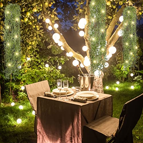 Mudder 3 Packs LED Artificial Hanging Plants, 3.6 ft Fake Hanging Plant, Ivy Vine Fake Leaves Greeny Chain Wall Home Room Garden Wedding Garland Outside Decor (Basket Not Included) (Vines Moss) - color: Vines Moss