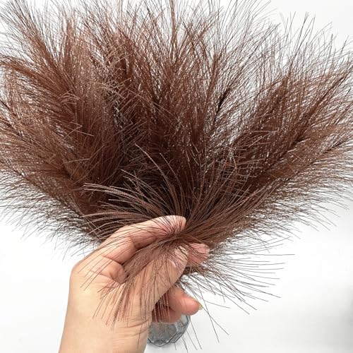Faux Pampas Grass Artificial Fluffy Flowers Brown - 17 Inch 30 Stems, Vase Filler Plant Wedding Home Decor Fake Pampas Grass Stem Floral Plants for Wedding Party Christmas DIY Boho Decorations Coffee - color: Pampas Grass - Coffee 30 Pcs