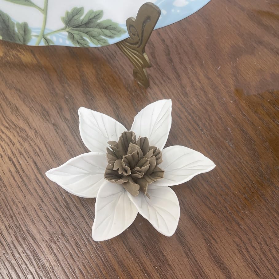 Ceramic Flower Wall Art, Artificial Flower Wall Sculpture，Handcrafted 3D Hanging Porcelain Flowers ,3D Wall Hanging Decor ,Porcelain Flower Wall Décor for Home，Hallway，Kitchen，Office (White Brown，Orange Blossom, 2.76") - color: White Brown，Orange Blossom,