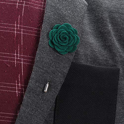 Flairs New York Gentleman's Essentials Premium Handmade Flower Lapel Pin Boutonniere - color: [Wool Fabric] Burgundy Red