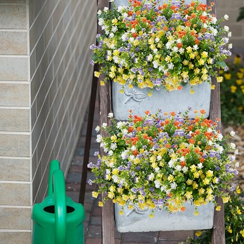 NETAP Outdoor Artificial Flowers UV Resistant, 20 Bundles Fake Realistic Floral Greenery Plants for Outside Porch, Window Boxes, Garden, Yard, Inside Home Table Decor, MixColorA - color: Mixcolora