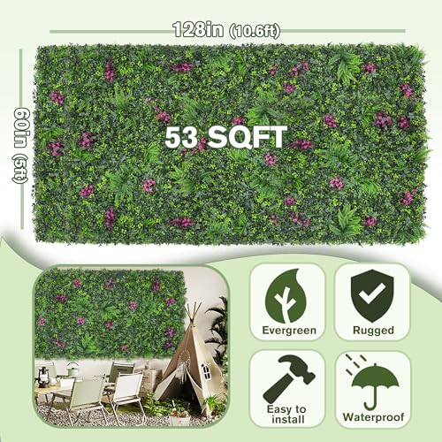 Greenery Grass Wall Boxwood Plant Roll: 60"x128"(53.5 SQFT) with UV Resistant Green Leaves Faux for Interior Panel, Greenery Backdrop,Garden and Indoor Outdoor Wall&Fence Covering Privacy - color: 3d Style 2, size: 60"x128"