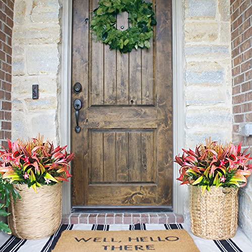 8 Bundles Artificial Plants Bushes Outdoor UV Resistant Fake Flowers Grass Bulk Faux Plastic Greenery for Fall Winter Summer Outside Window Box Planter Front Porch Yard Floral Arrangements - color: Red Morning Glory Flowers and Grass, size: 8pcs