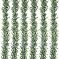 DearHouse 6 Pack Faux Eucalyptus Garland Plant, Artificial Vines Hanging Eucalyptus Leaves Greenery Garland for Wedding Backdrop Arch Wall Decor, 5.9 Feet/pcs UV Protected Indoor Outdoor