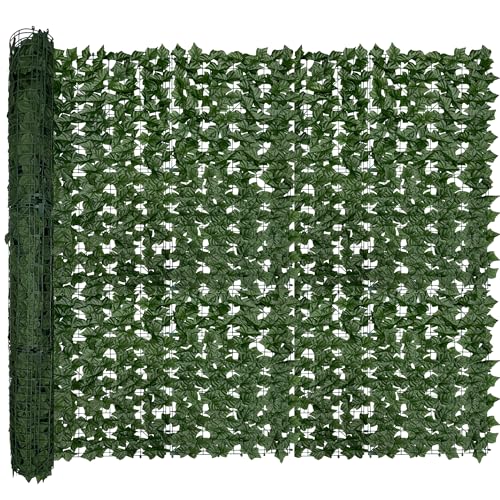 Artificial Ivy Privacy Fence Roll Screen,128" by 72" (64 SQFT) UV-Anti Faux Hedge Fence and Fake Ivy Vine Leaf Wall Panels for Indoor&Outdoor Green Backdrop, Garden Greenery Decor - color: Ivy vines, size: 72"x128"