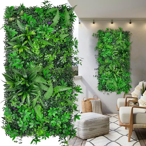 ODTORY Artificial Greenery Wall Panels: 20"x 20" 2P UV-Anti Faux Green Grass Wall Privacy Backdrop Fence Screen for Garden Fence Covering Privacy, Outdoor Indoor Home Decor - size: 20 X 20 IN (2P)