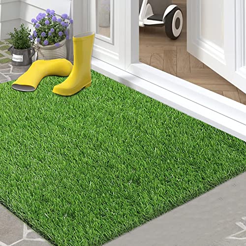 Bsmathom Artificial Grass Rug Indoor Outdoor Rug, Professional Dog Potty Training Rug, Fake Grass Rug Synthetic Grass Mat Door Mats with Drainage Holes for Balcony Patio Garden (39.3 x 31.5Inch) - size: 39.3 x 31.5 Inches